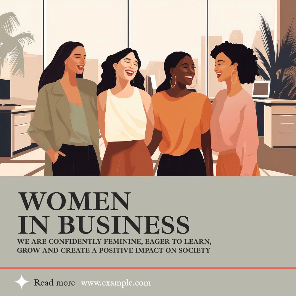 Business women meeting Instagram post template, editable text