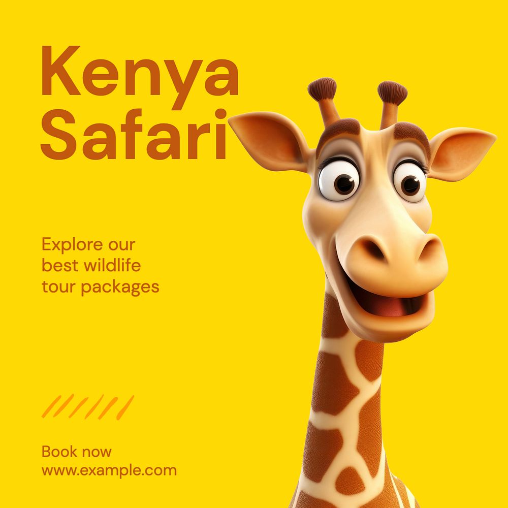 Kenya safari Instagram post template, editable text