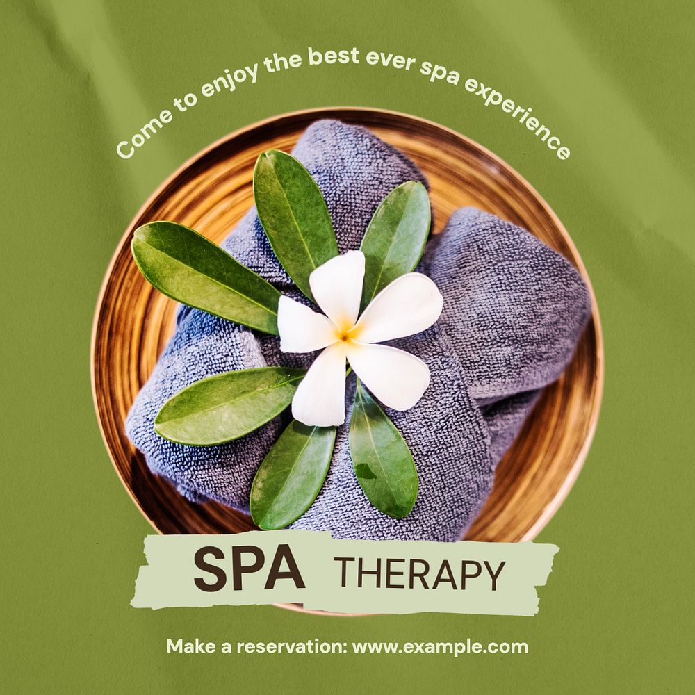 Spa therapy Instagram post template, editable text