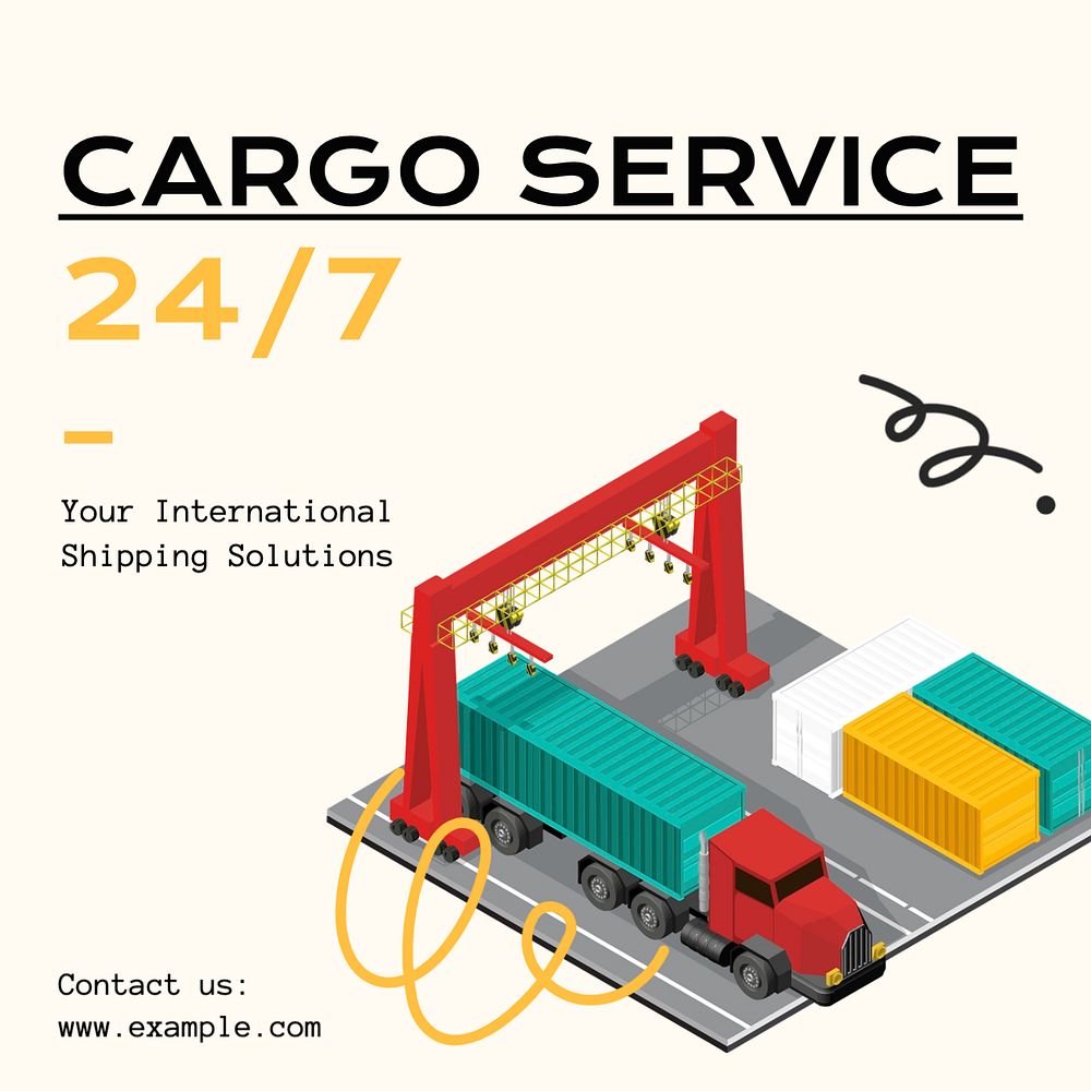 Cargo service Instagram post template, editable text