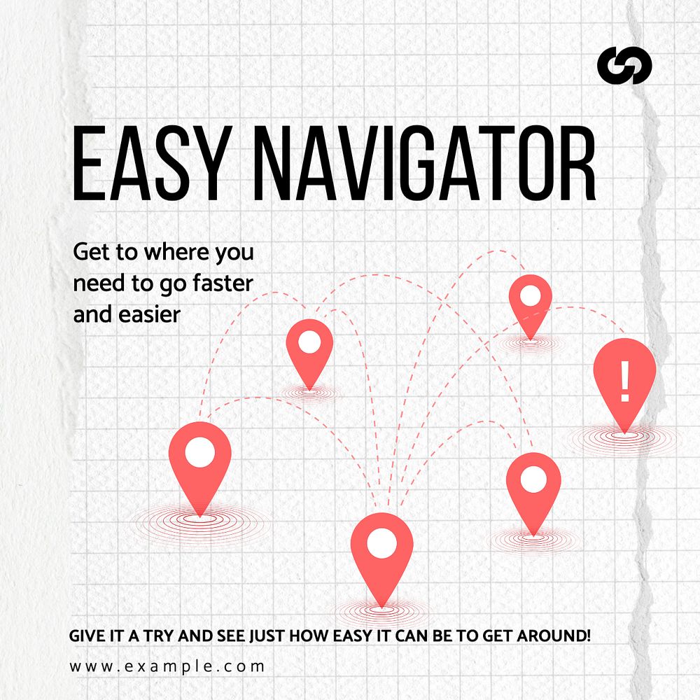 GPS navigator Instagram post template, editable text