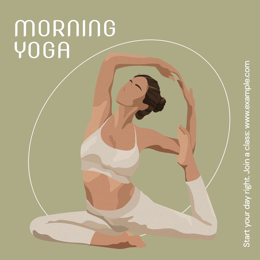 Morning yoga Instagram post template, editable text