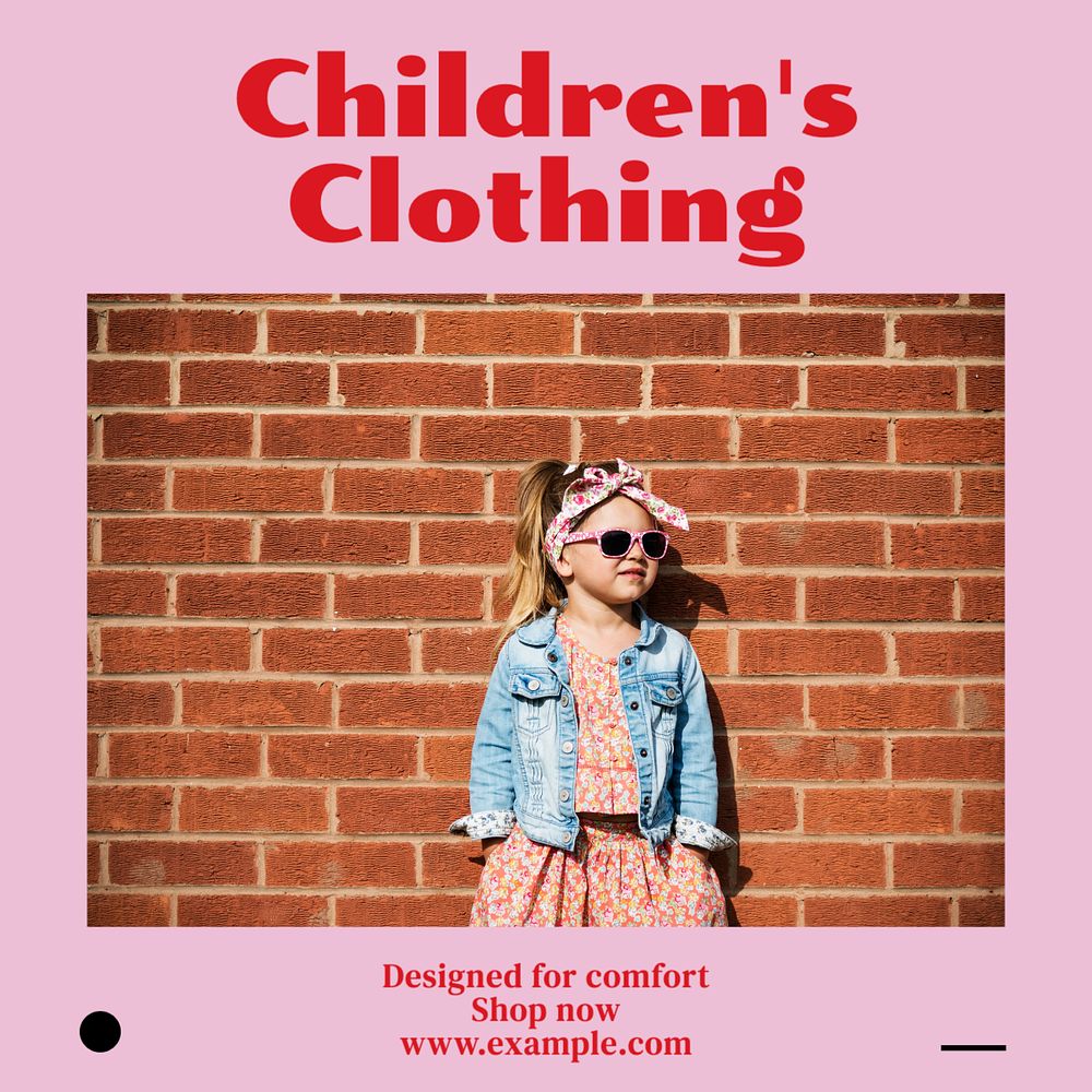 Children's clothing Instagram post template, editable text