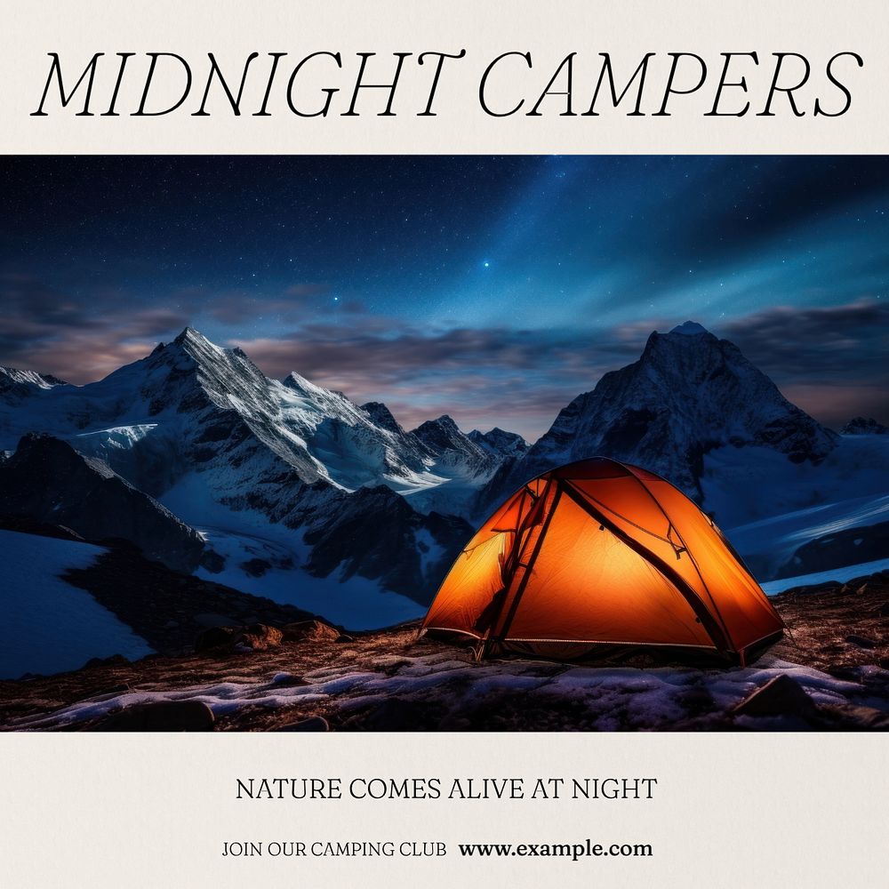 Camping Instagram post template, editable text