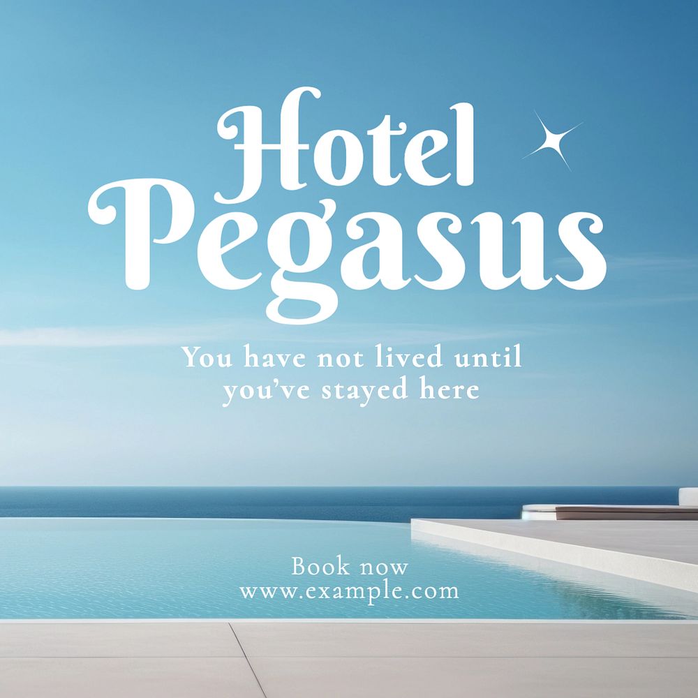 Hotel Pegasus Instagram post template, editable text