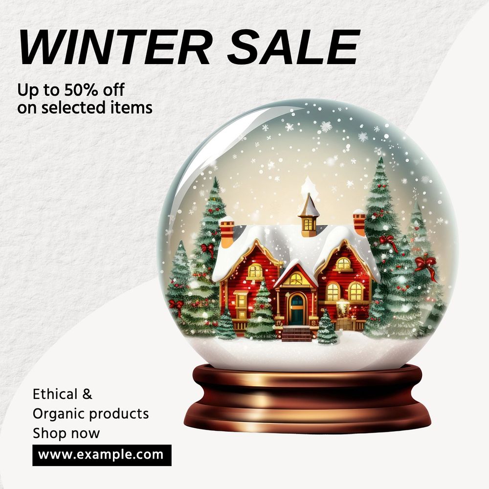 Winter sale Instagram post template, editable text