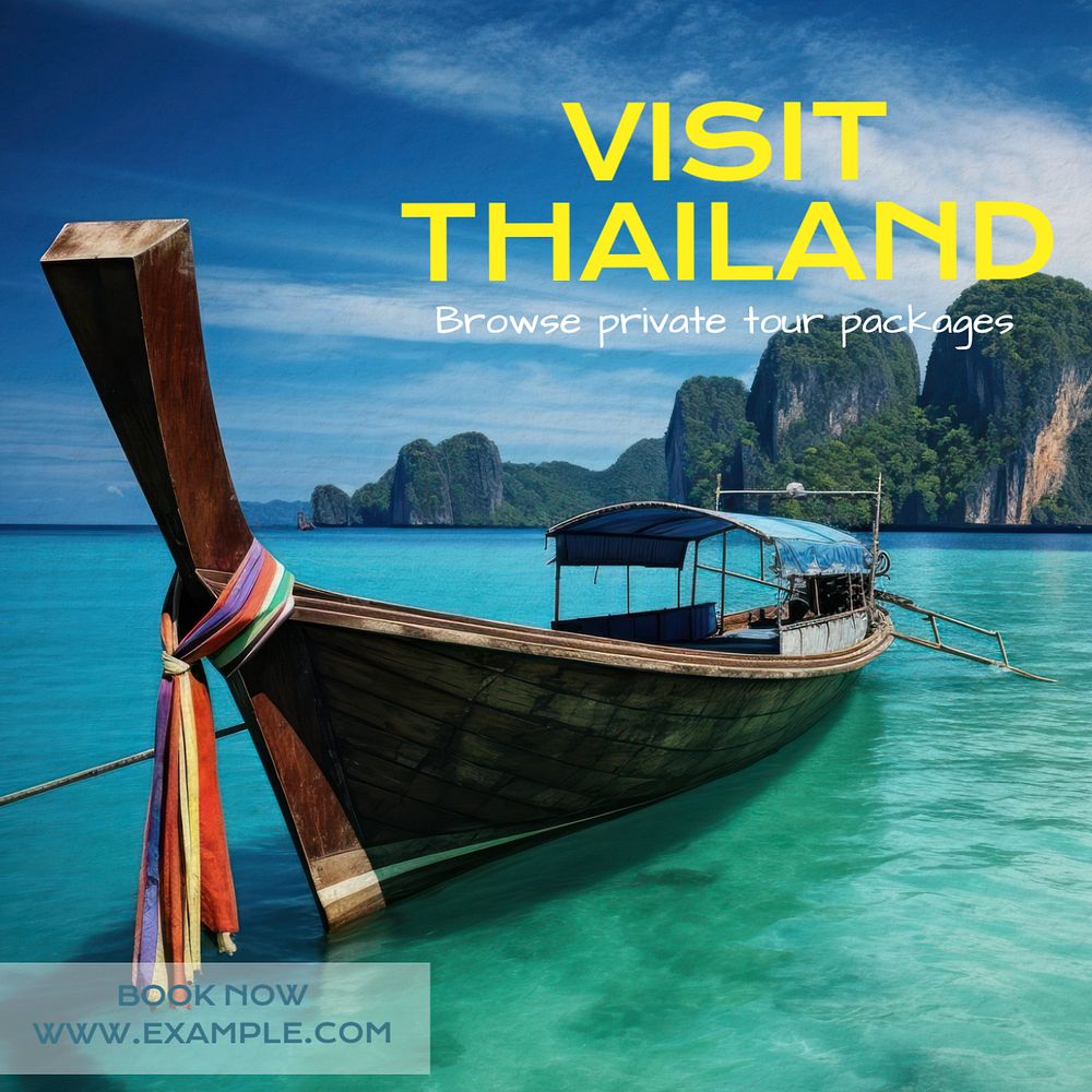 Visit Thailand Instagram post template, editable text