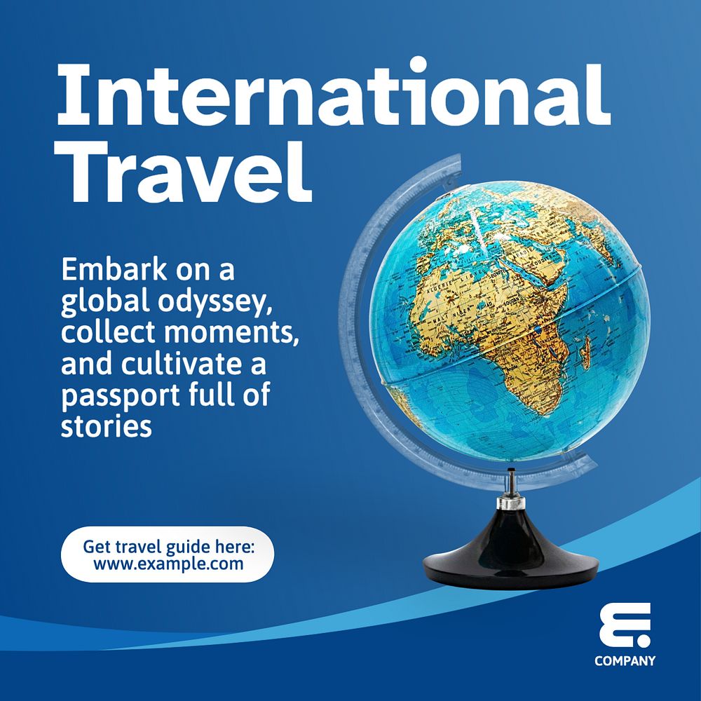 International travel Instagram post template, editable text