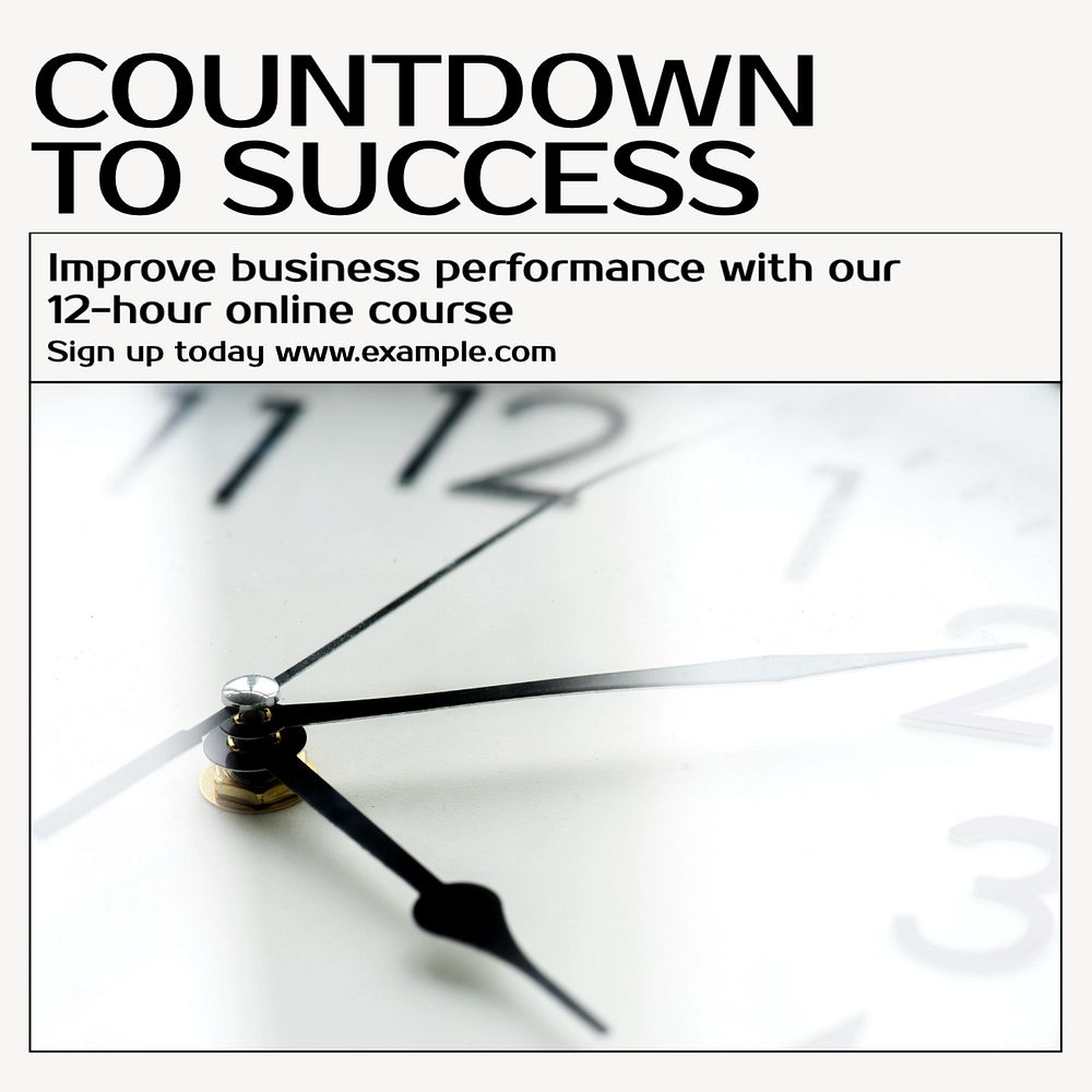 Countdown to success Instagram post template, editable text