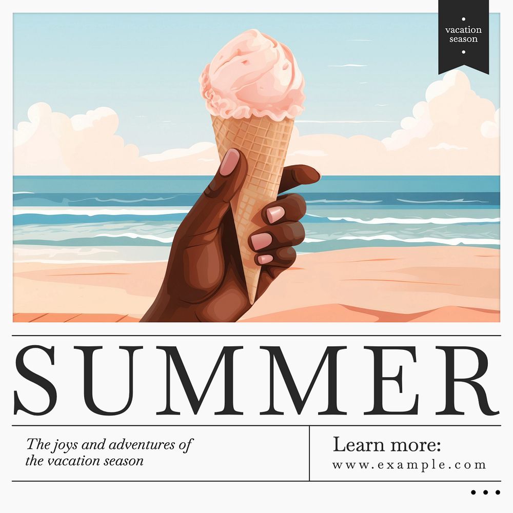 Summer Instagram post template, editable text