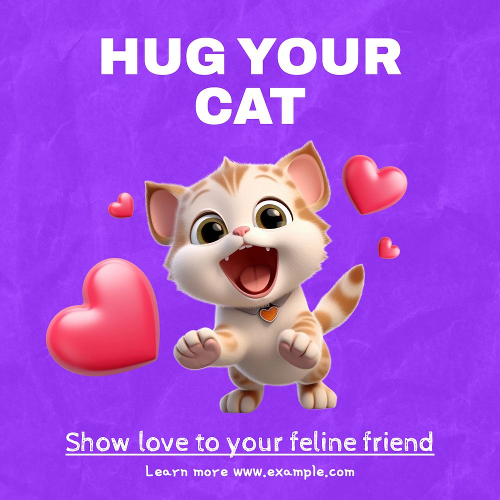 Hug your cat Facebook post template, editable design