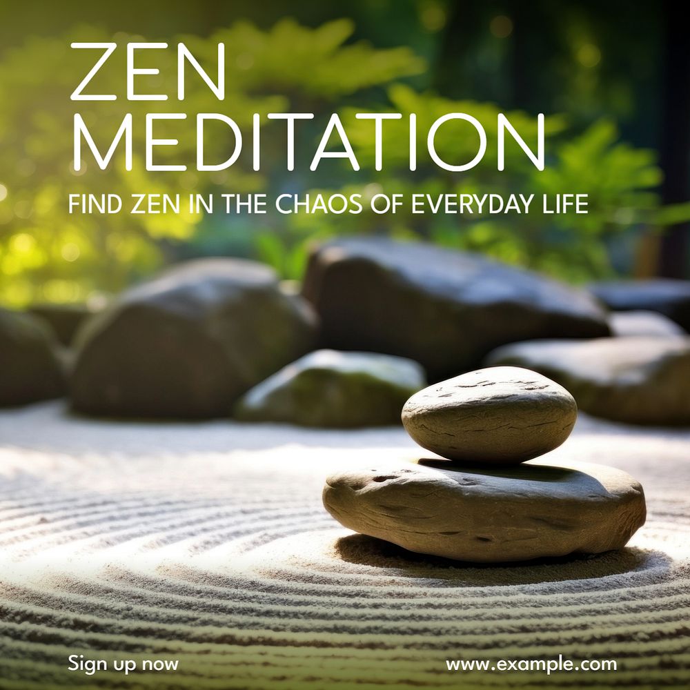 Zen meditation Instagram post template, editable text