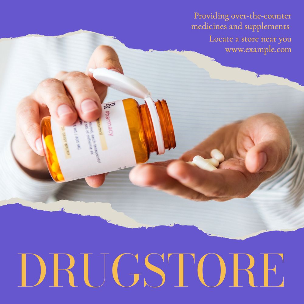 Drugstore Instagram post template, editable text