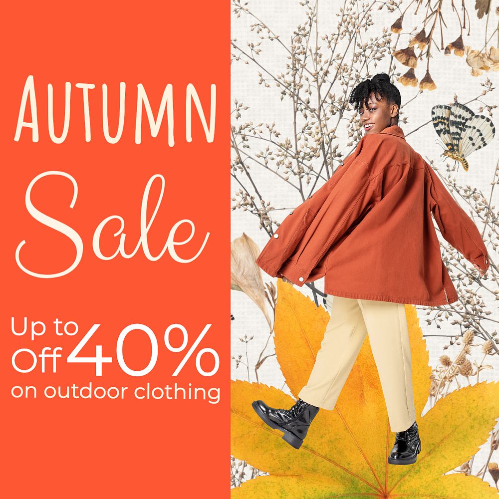 Autumn sale Instagram post template, editable text