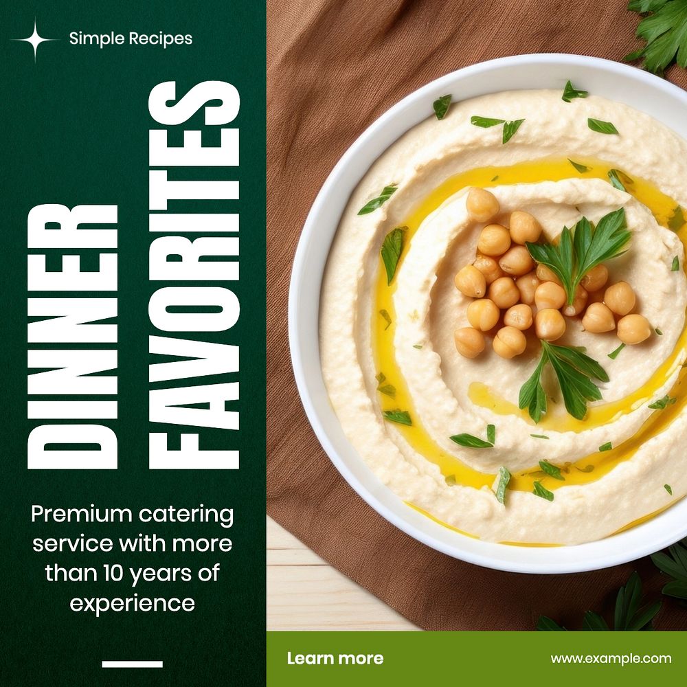 Dinner recipes Instagram post template, editable text