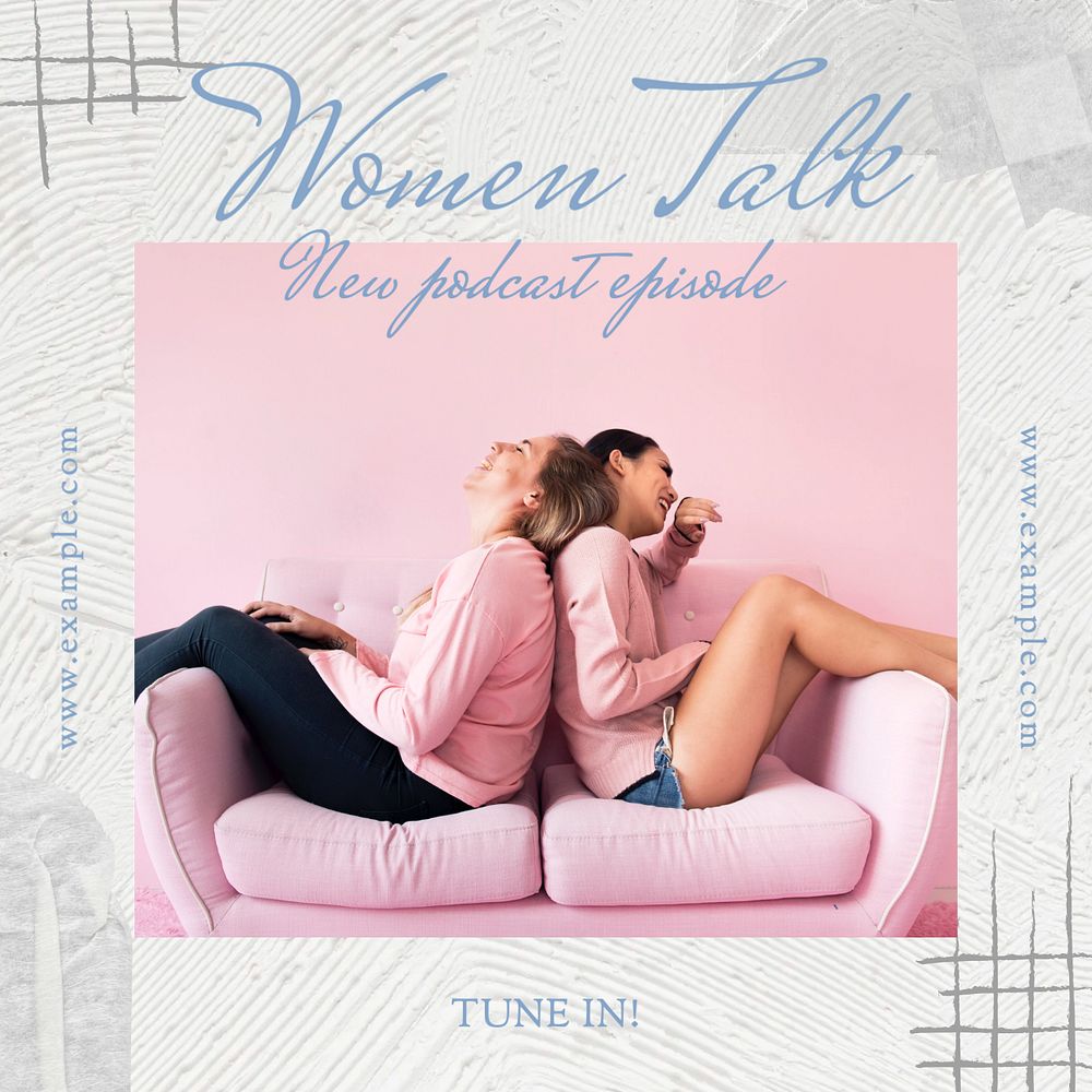 Women podcast Instagram post template, editable text