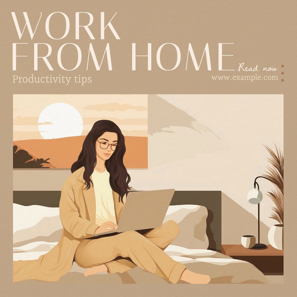 Home office careers Instagram post template, editable text