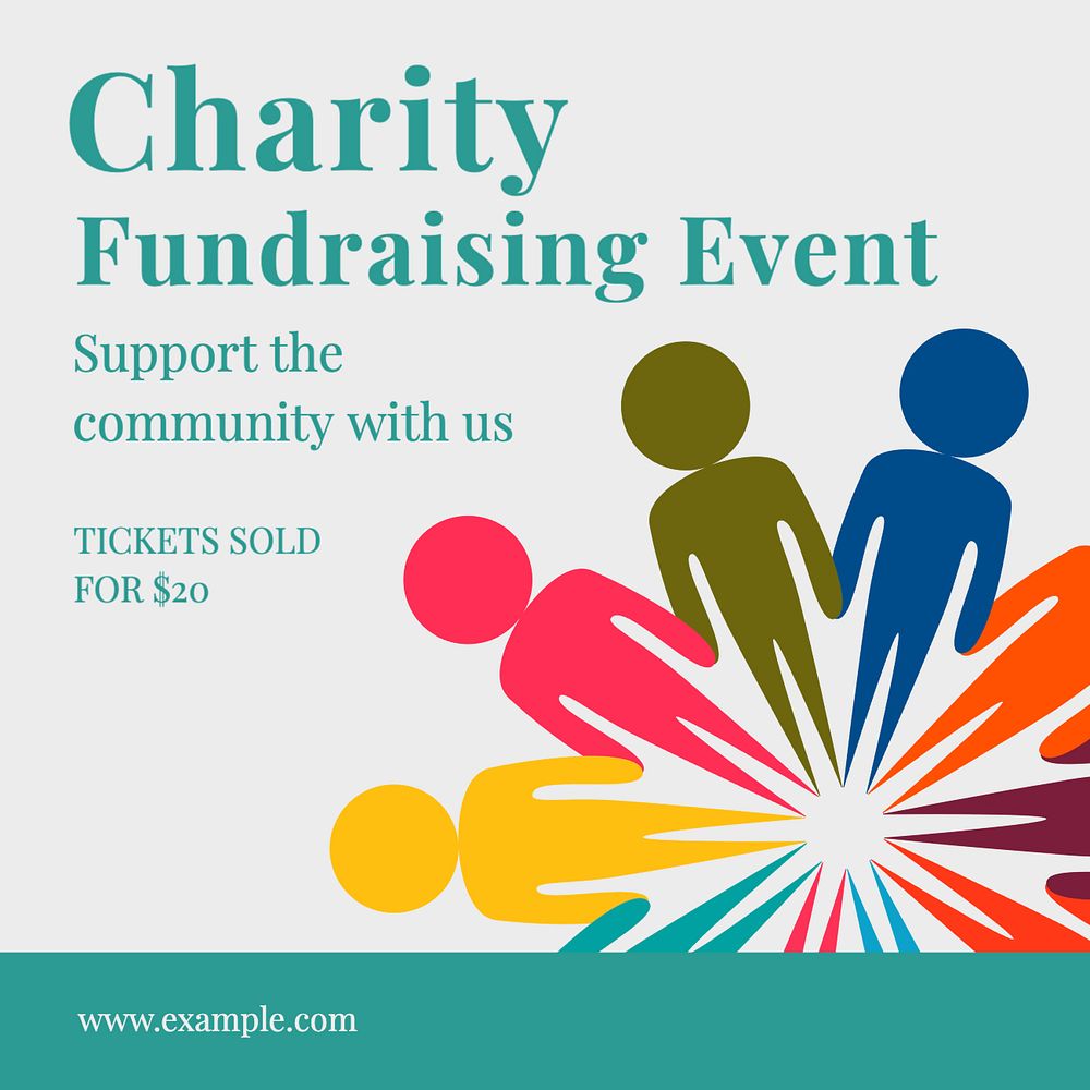 Charity fundraising event Instagram post template, editable text