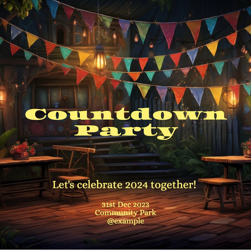 Countdown party Instagram post template, editable text