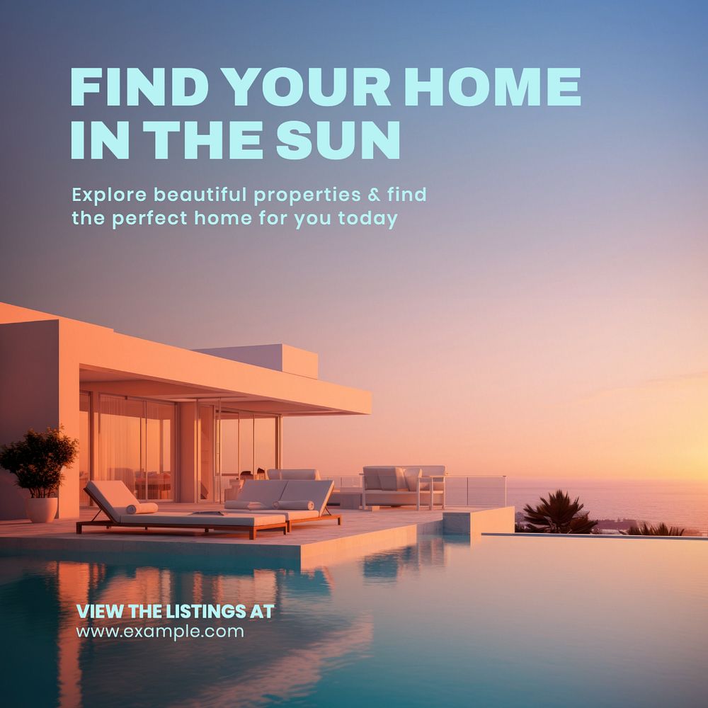 Finding summer homes Instagram post template, editable text