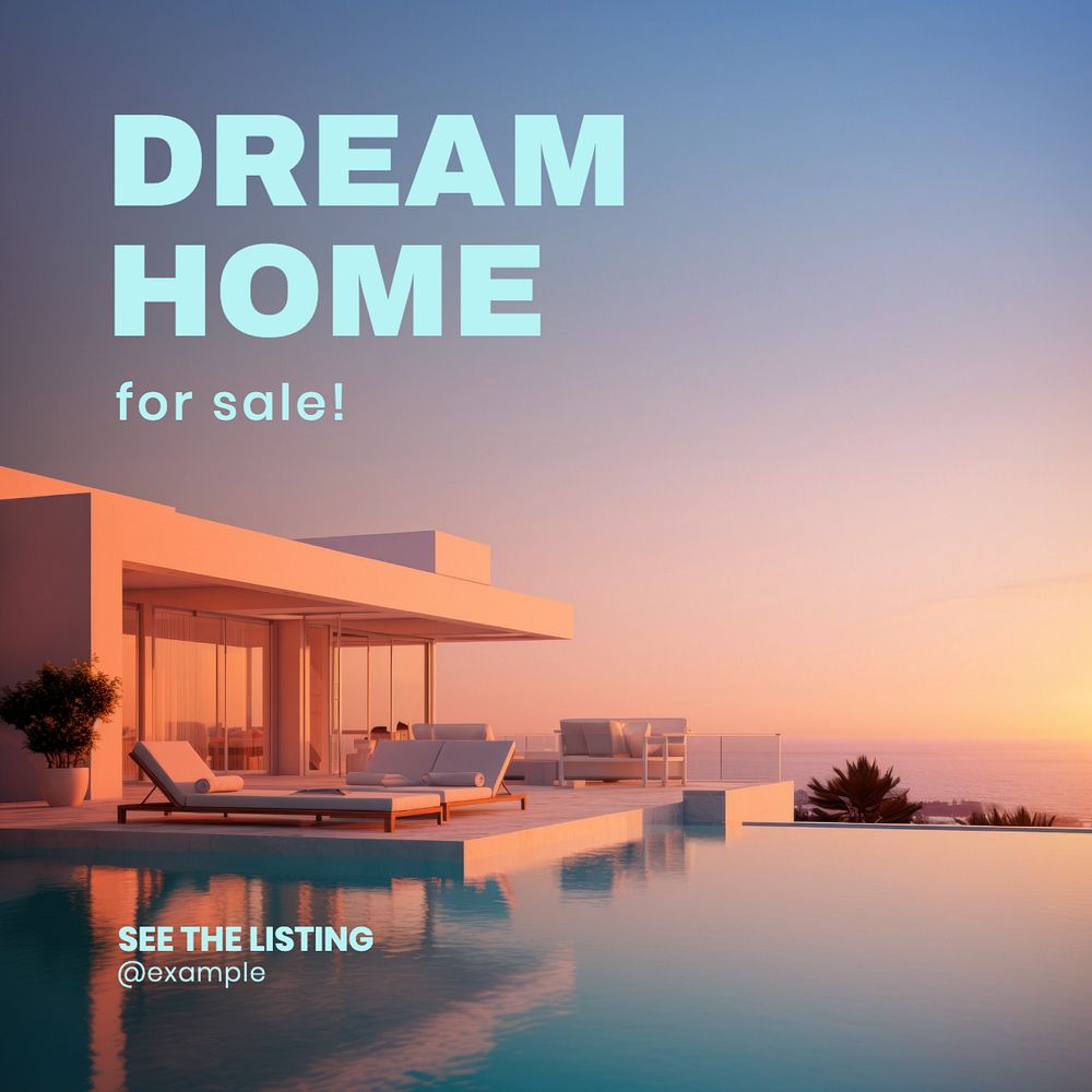 Dream home Instagram post template, editable text