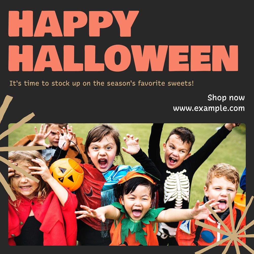 Happy Halloween Instagram post template, editable text