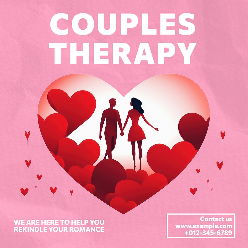 Couple therapy Instagram post template, editable text