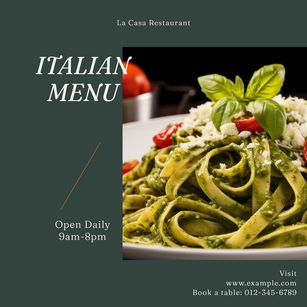 Italian food menu Instagram post template, editable text