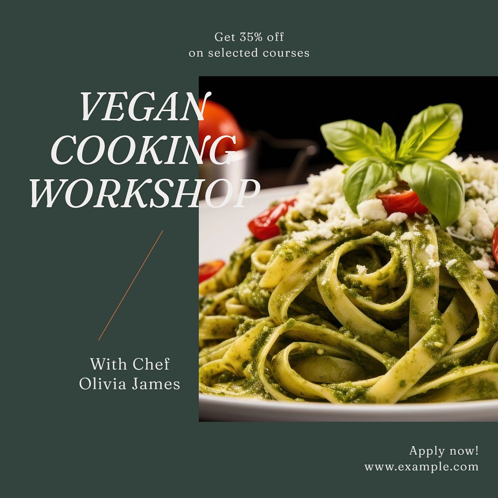 Vegan cooking Instagram post template, editable text