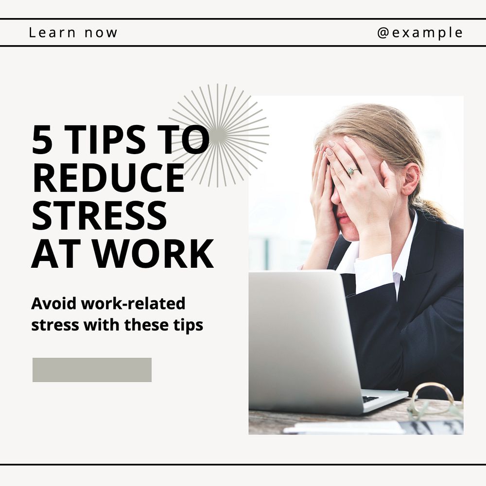 Work stress Instagram post template, editable text