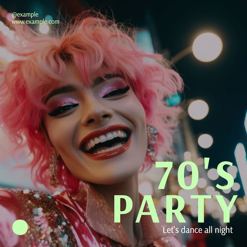 70s party Instagram post template, editable text