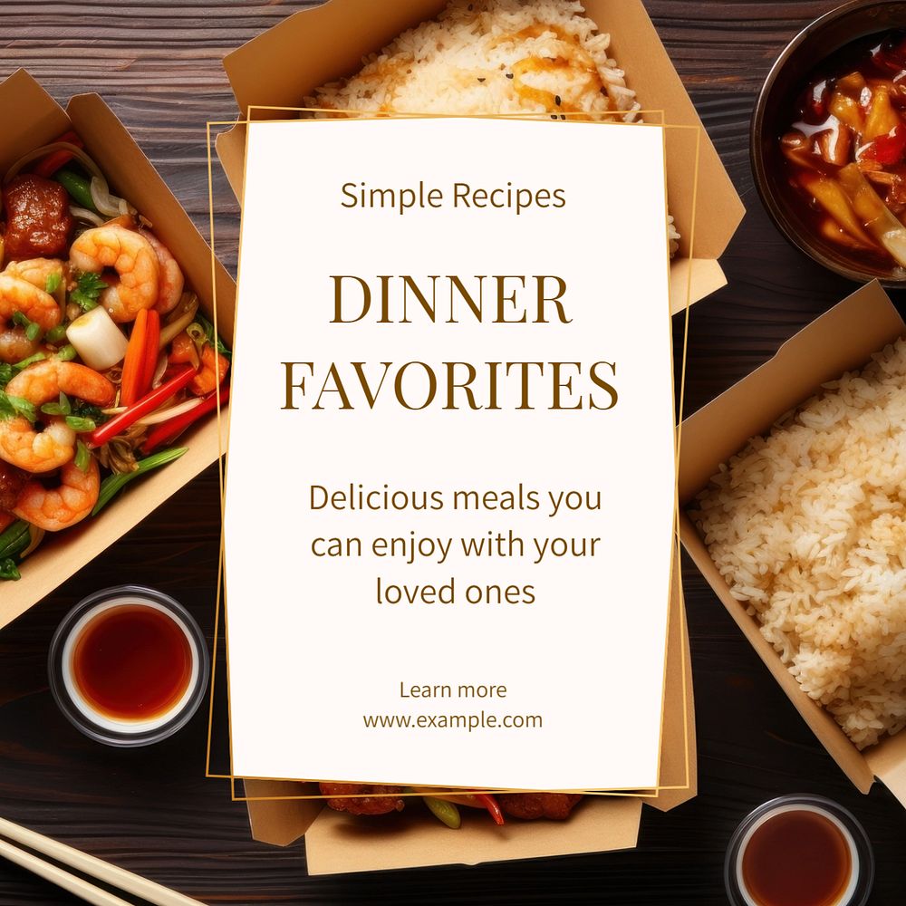 Dinner recipes Instagram post template, editable text