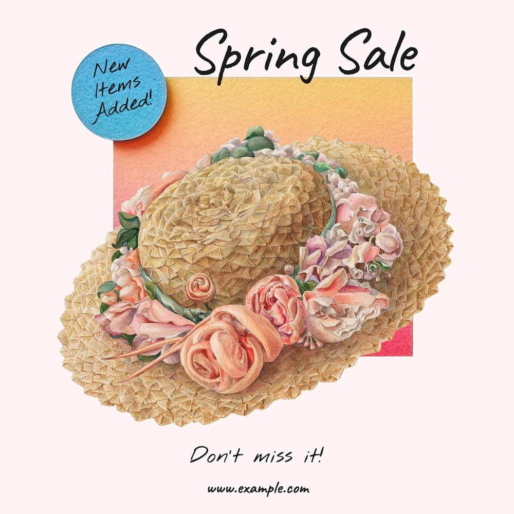 Spring sale Instagram post template, editable text