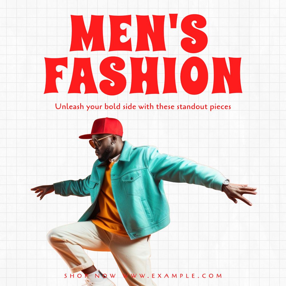 Men's fashion Instagram post template, editable text