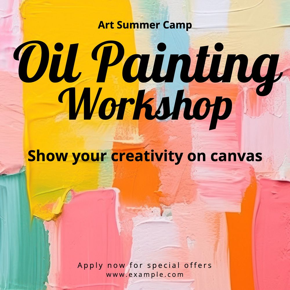 Art workshop Instagram post template, editable text