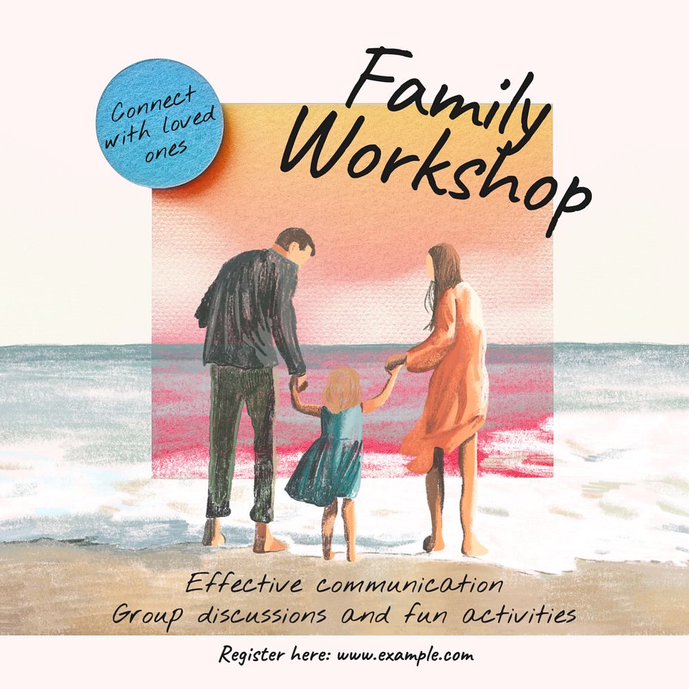 Family workshop Instagram post template, editable text