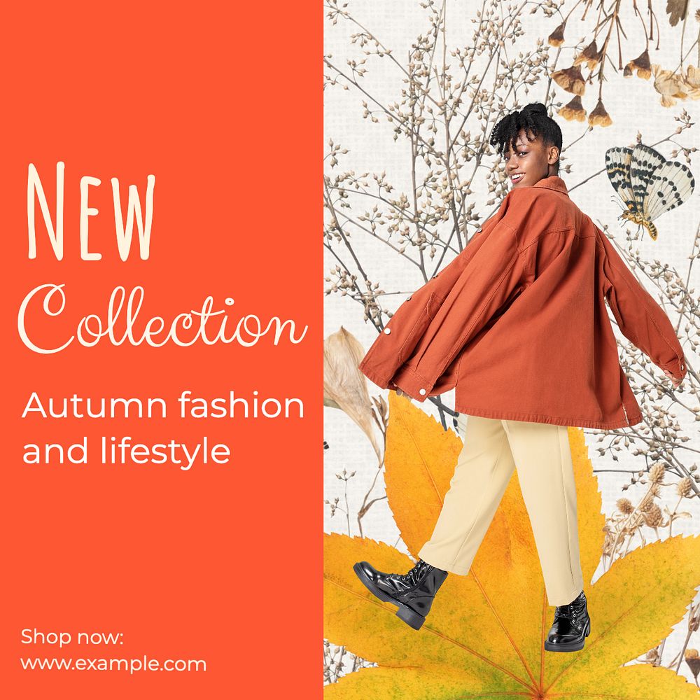 New fall collection Instagram post template, editable text