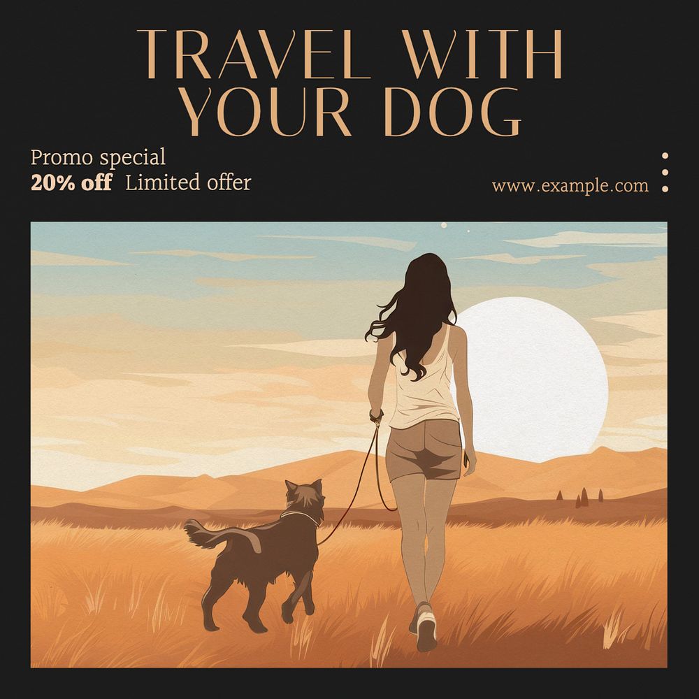 Traveling with pets Instagram post template, editable text