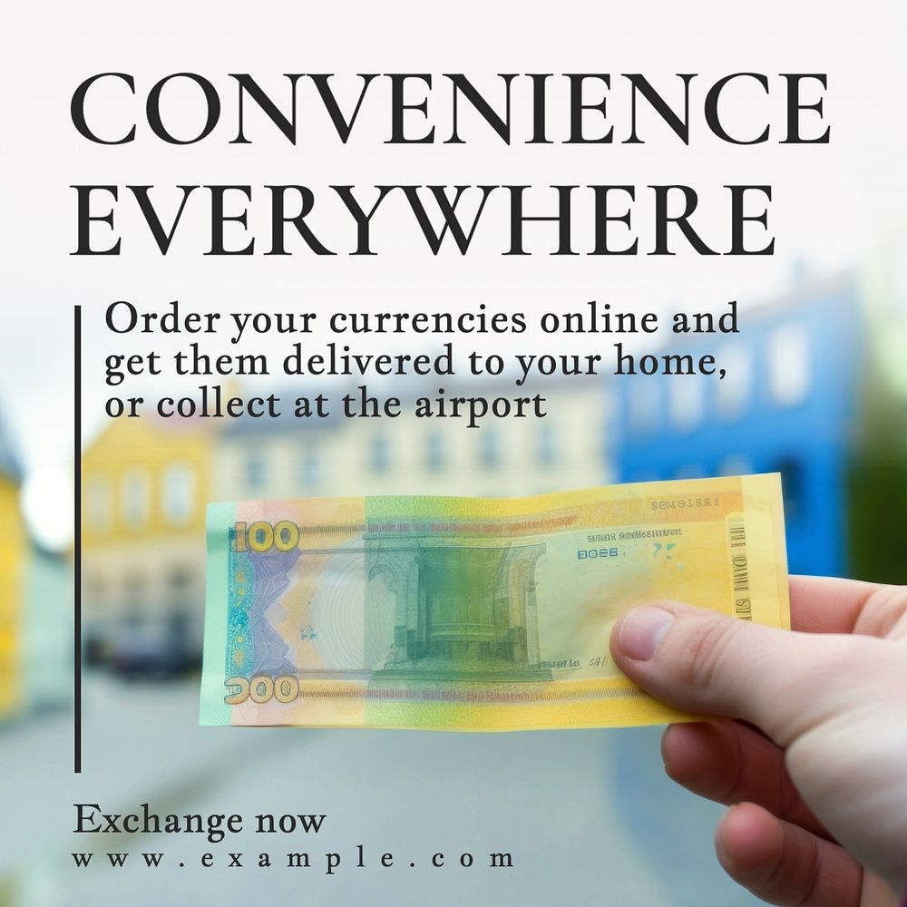 Online currency exchange Instagram post template, editable text