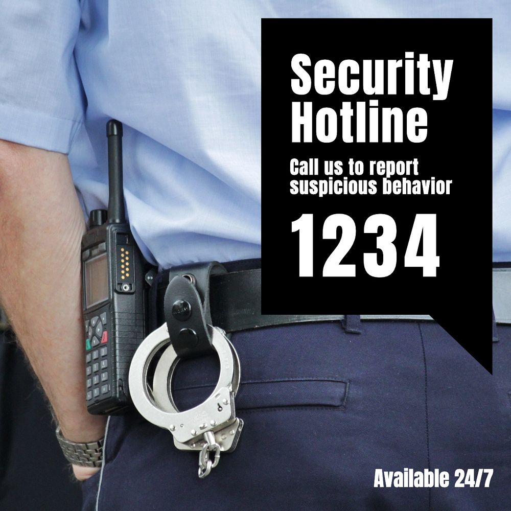 Security hotline Instagram post template, editable text