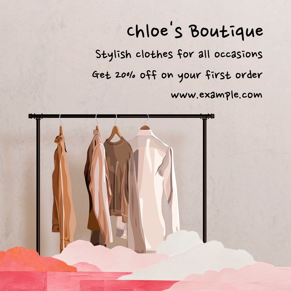 Boutique & fashion Instagram post template, editable text