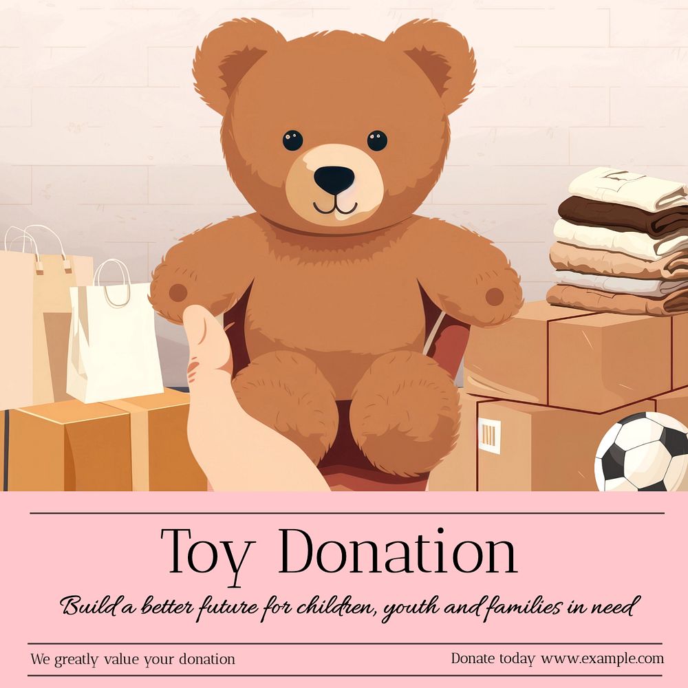 Toy donation Instagram post template, editable text