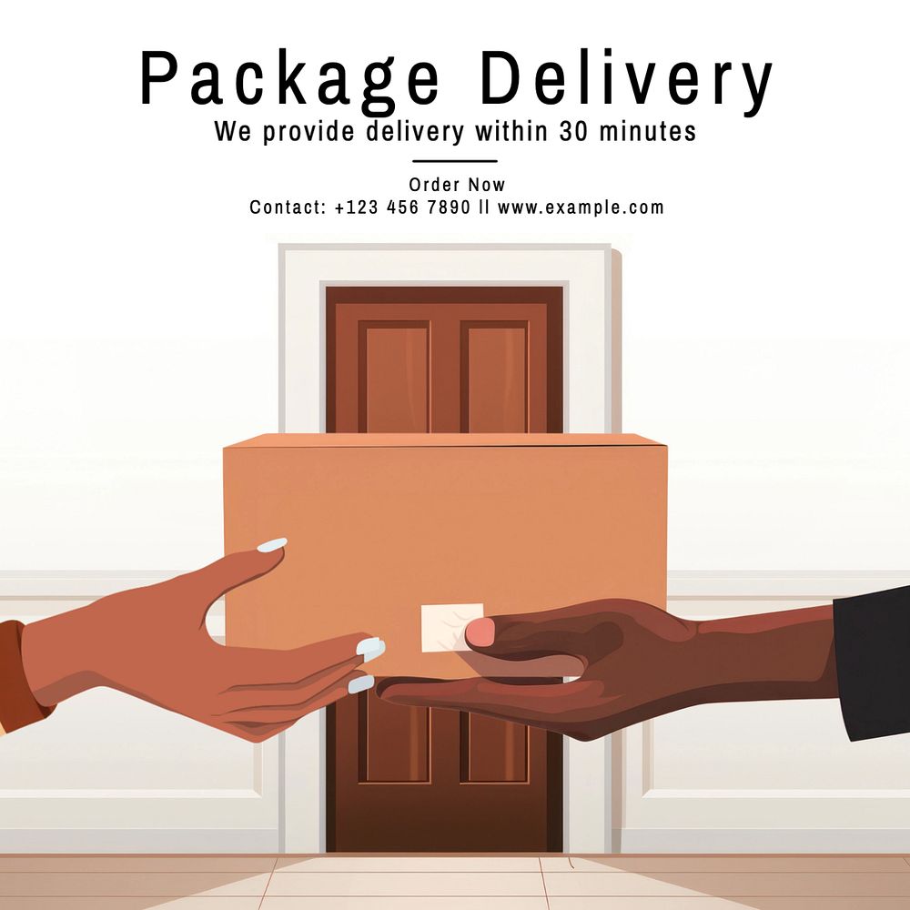 Package delivery Instagram post template, editable text