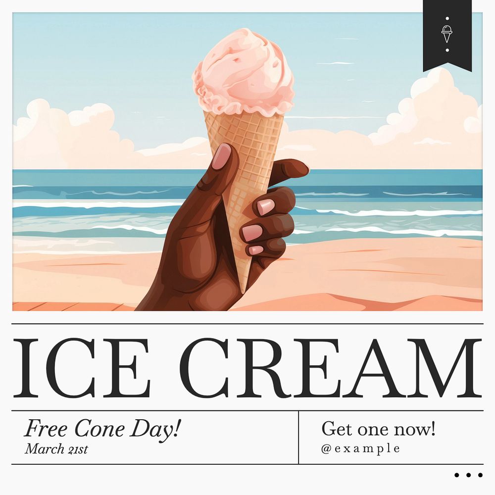 Ice-cream shop Instagram post template, editable text