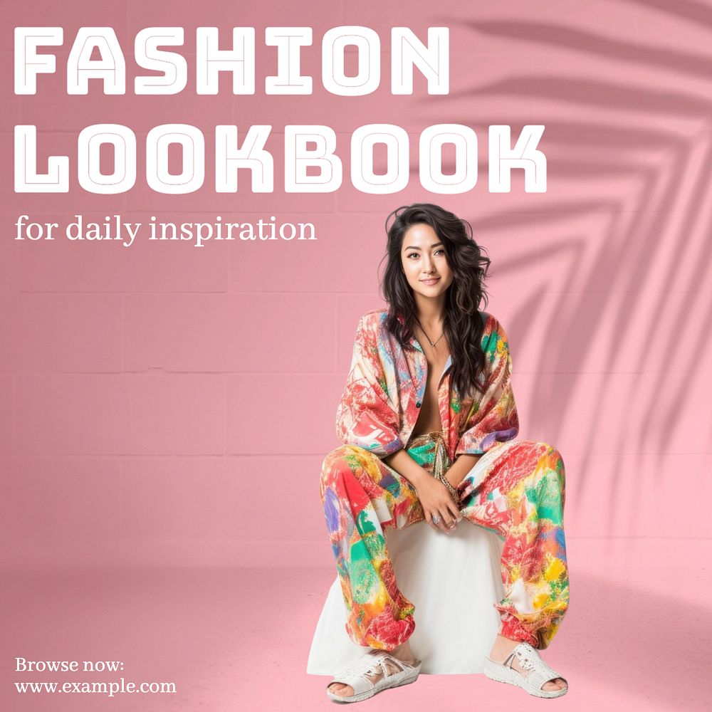 Fashion lookbook Instagram post template, editable text