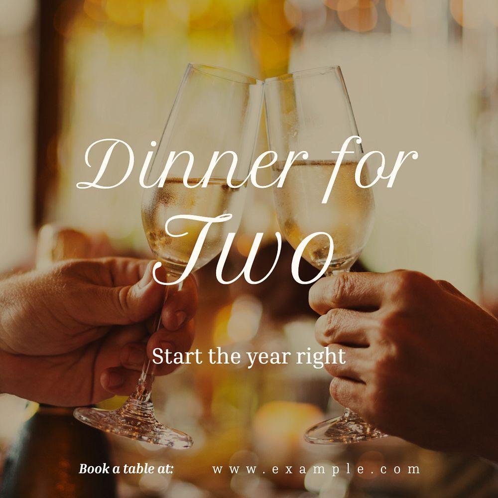 Dinner date Instagram post template, editable text