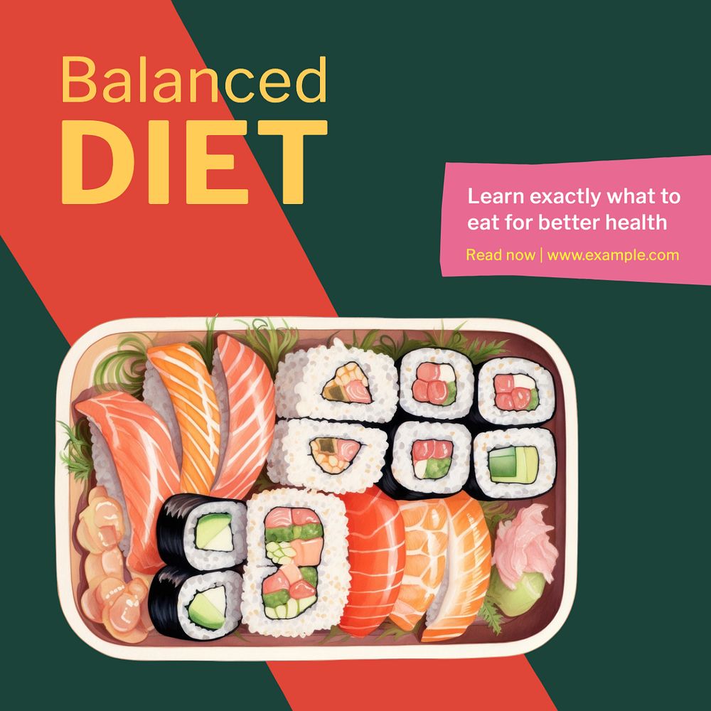 Balanced diet Instagram post template, editable text