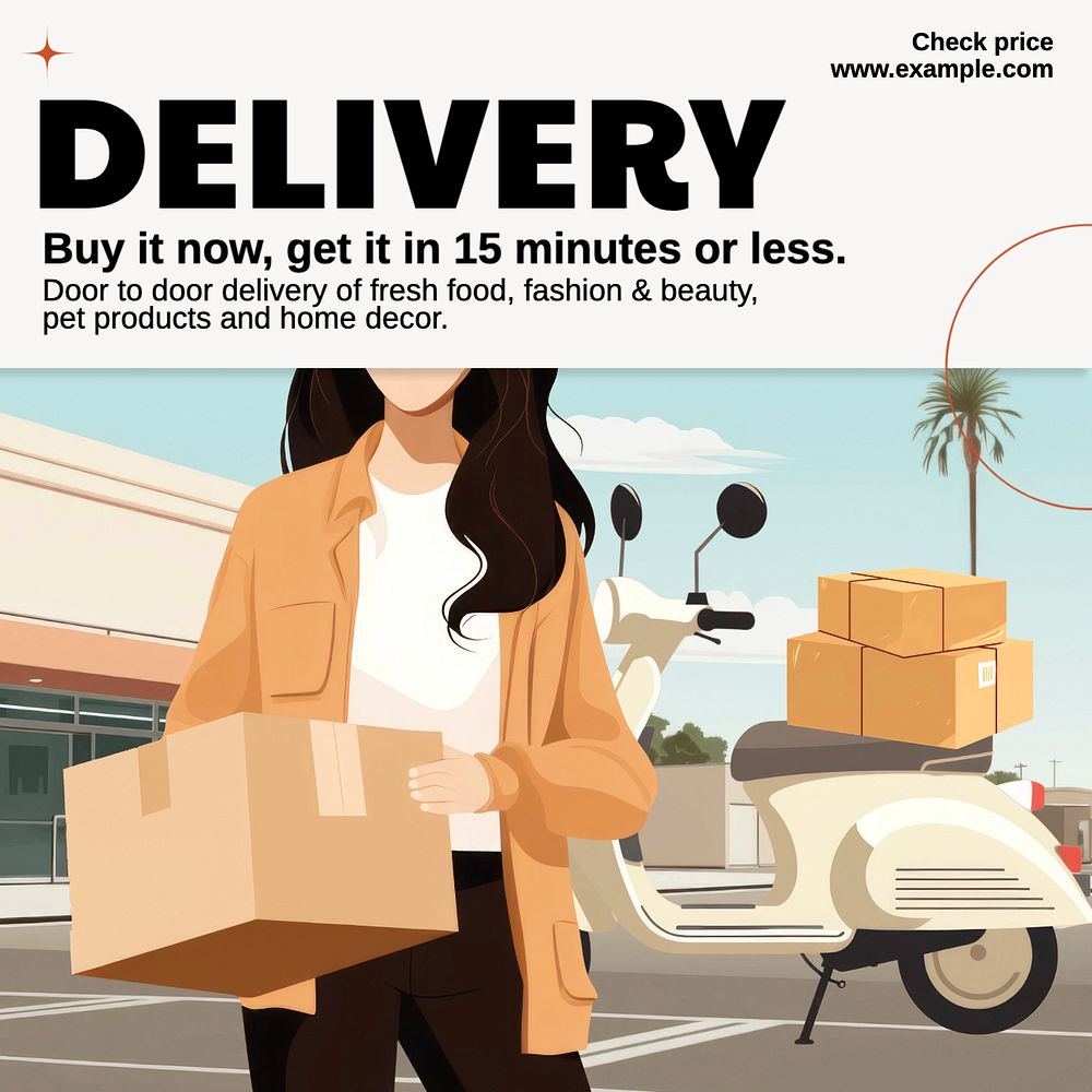 Delivery Instagram post template, editable text