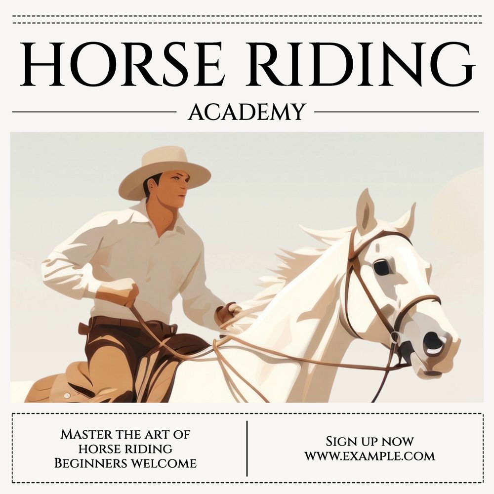 Horse riding academy Instagram post template, editable text