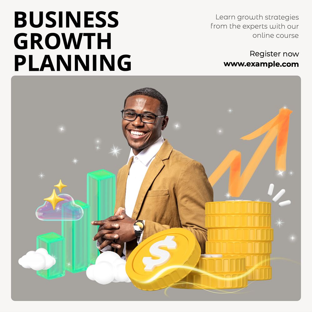 Business growth planning Instagram post template, editable social media design